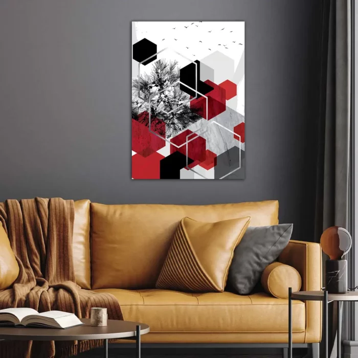 Red Geometric Hexagon Poster