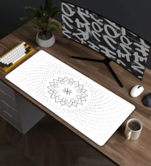 White Flower Desk Mat