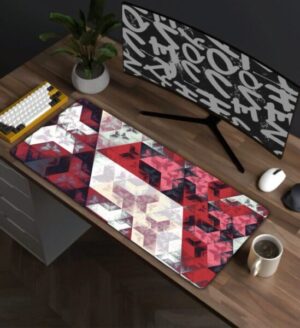 Red Fractal Desk Mat