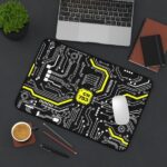 Yellow Circuit Desk Mat