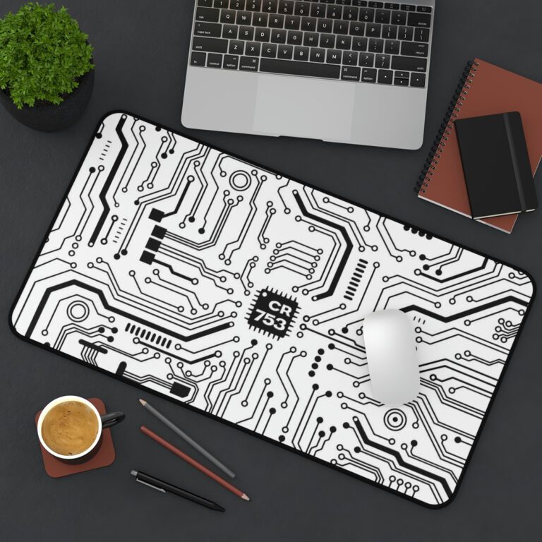 White Circuit Desk Mat