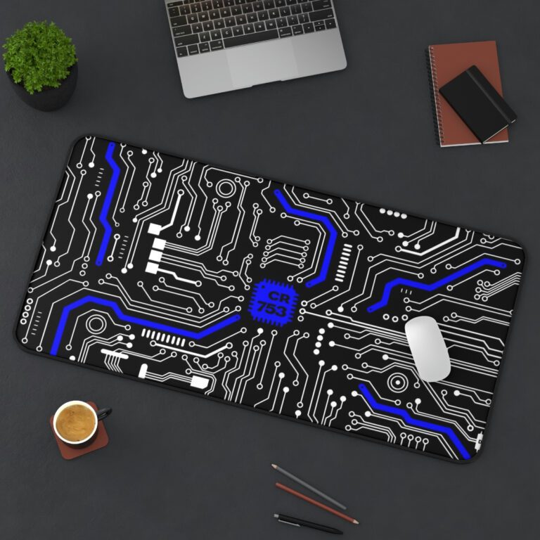 Blue Circuit Desk Mat