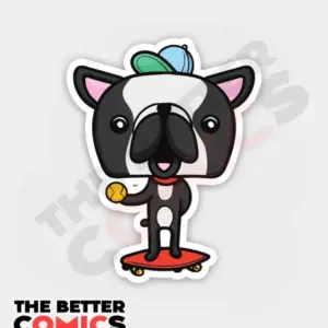 Cute Dog On Skateboard Sticker