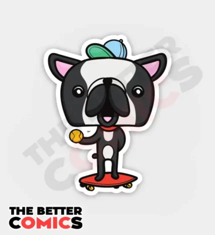 Cute Dog On Skateboard Sticker