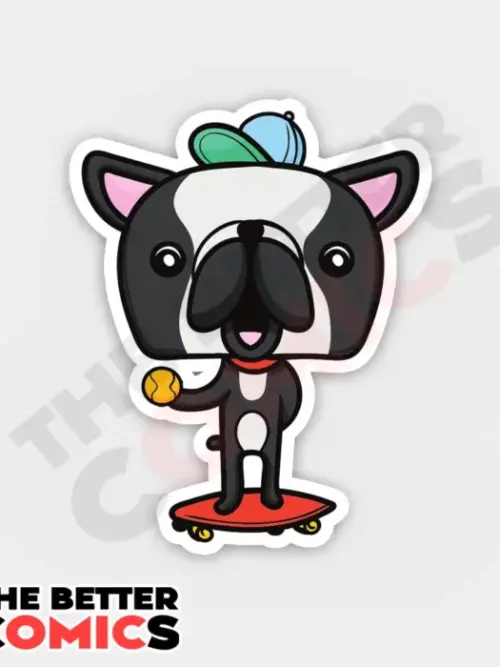 Cute Dog On Skateboard Sticker