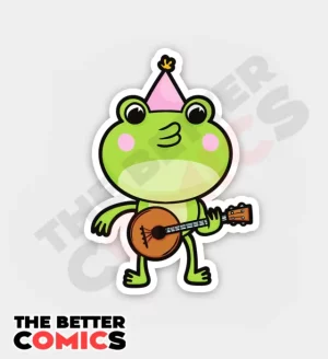 Cute Frog With Banjo Sticker