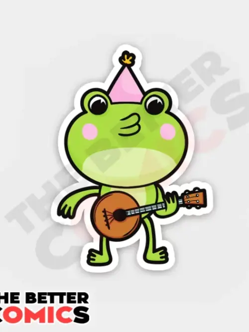 Cute Frog With Banjo Sticker