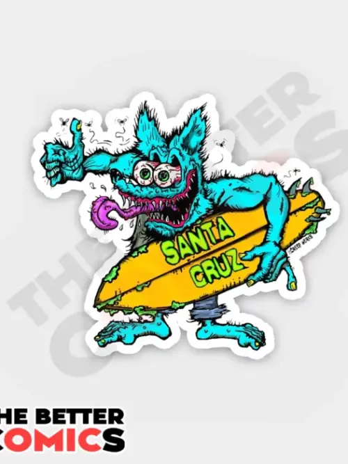 Santa Cruz Crazed Wolf Surfer Sticker