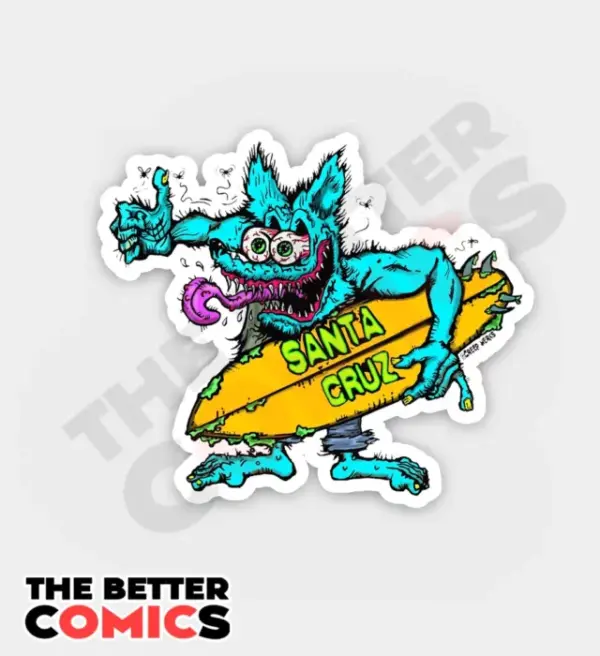 Santa Cruz Crazed Wolf Surfer Sticker