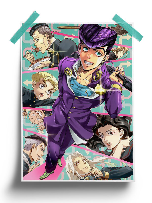 Josefumi Kujo Retro Movie Anime Poster | Jojo's Bizarre Adventure Posters