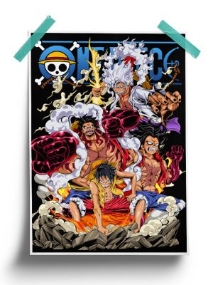 One Piece | Luffy All Forms Anime Poster