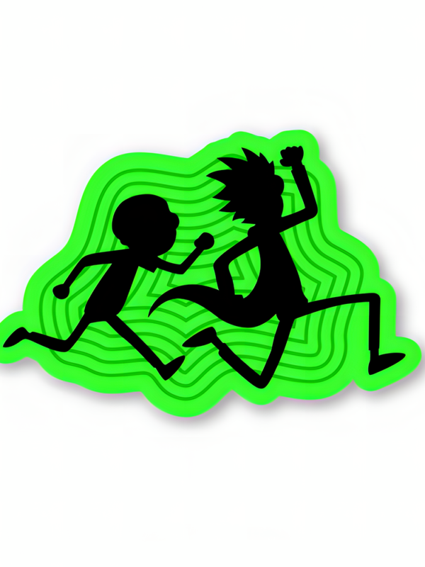 Rick And Morty Running Green - Rick And Morty Official Sticker