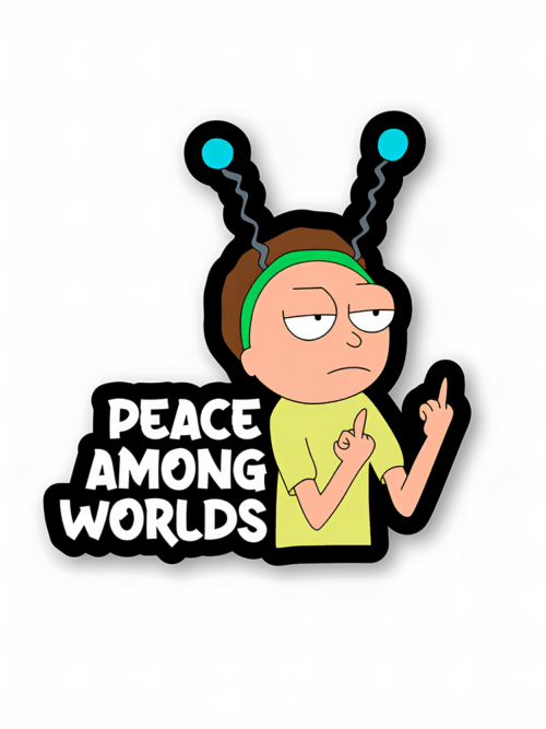 Peace among worlds – Rick And Morty Official Sticker