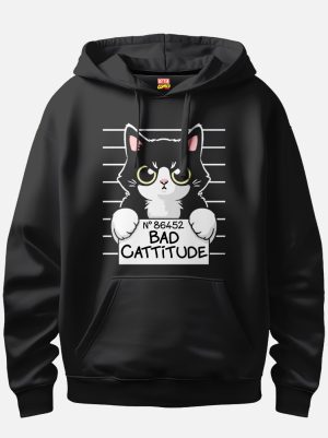 Bad Cattitude Cat Prisoner Cat Pun Bad Attitude Hoodie