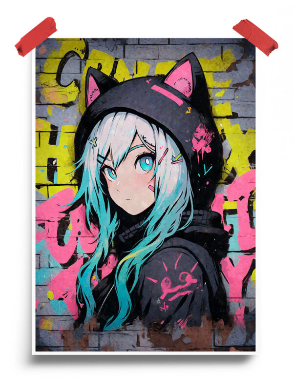 Bunny Girl Graffiti Art Poster