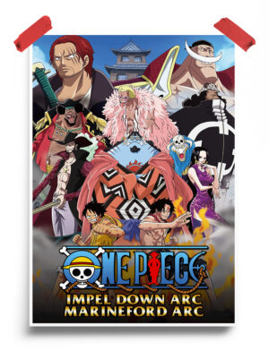 One Piece Impel Down arc and Marine ford arc anime Poster
