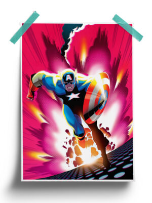 Marvel Comics Captain America Neon Poster