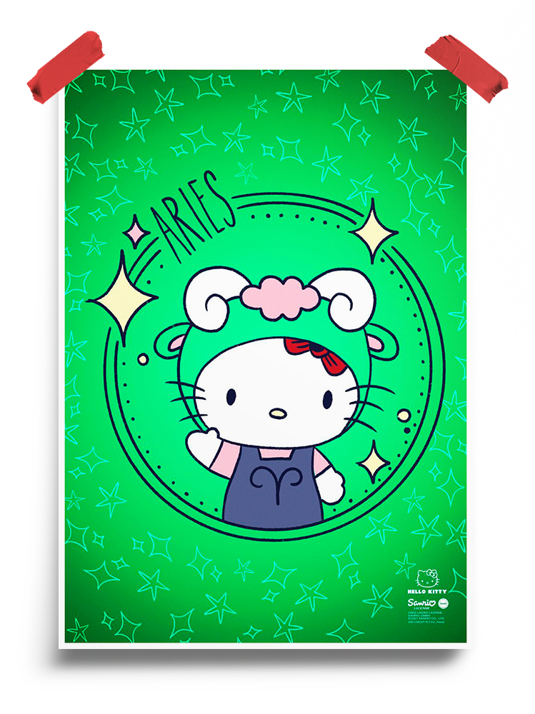Aries Hello Kitty Zodiac Poster