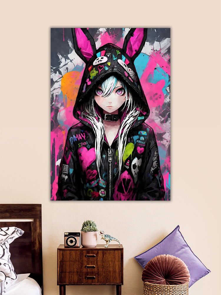 Kawaii Cat Girl Graffiti Poster
