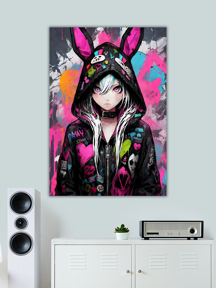 Kawaii Cat Girl Graffiti Poster