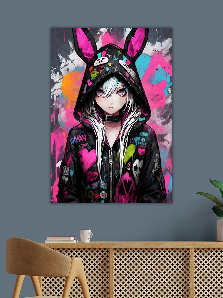 Kawaii Cat Girl Graffiti Poster