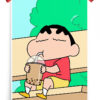 Shinchan drinking Boba Coffee Art Poster