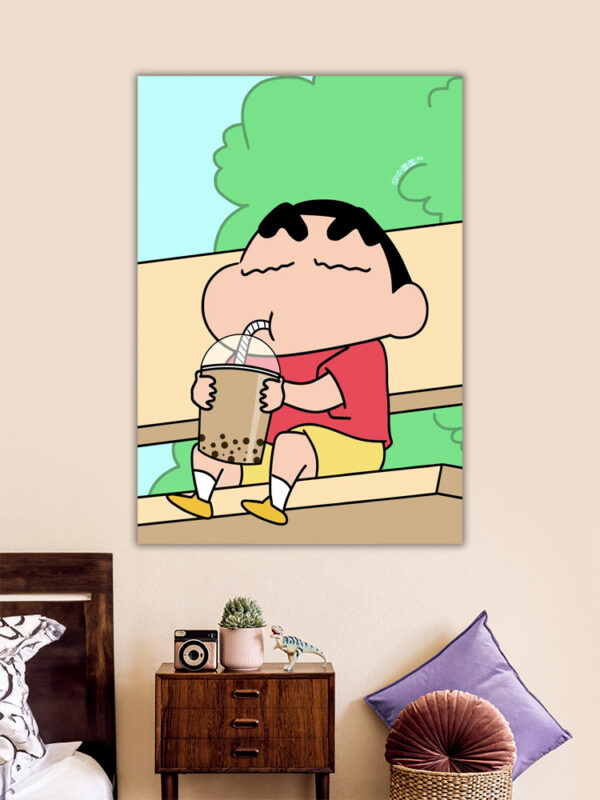 Shinchan drinking Boba Coffee Art Poster