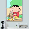 Shinchan drinking Boba Coffee Art Poster