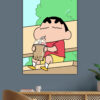 Shinchan drinking Boba Coffee Art Poster