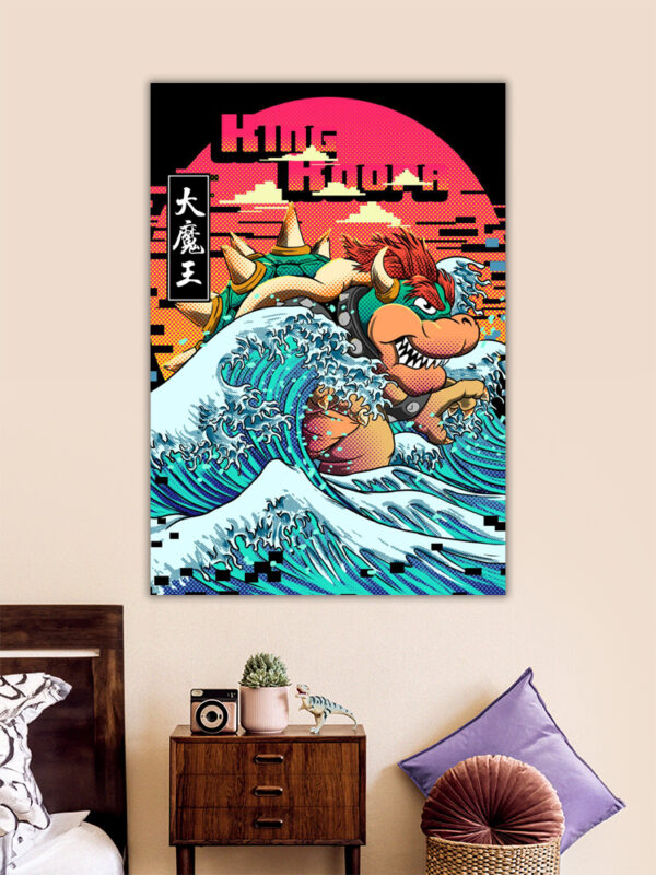 King Koopa riding The Great Wave off Kanagawa Poster