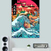 King Koopa riding The Great Wave off Kanagawa Poster