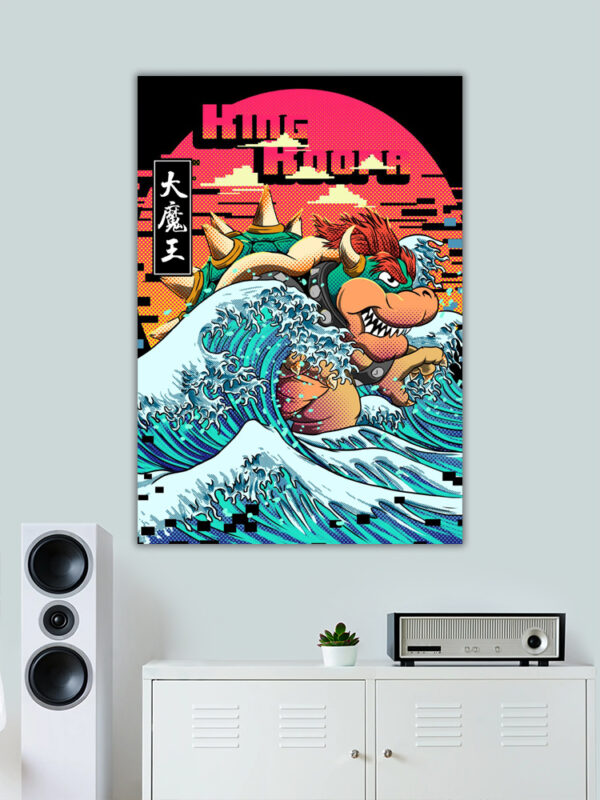 King Koopa riding The Great Wave off Kanagawa Poster