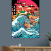King Koopa riding The Great Wave off Kanagawa Poster