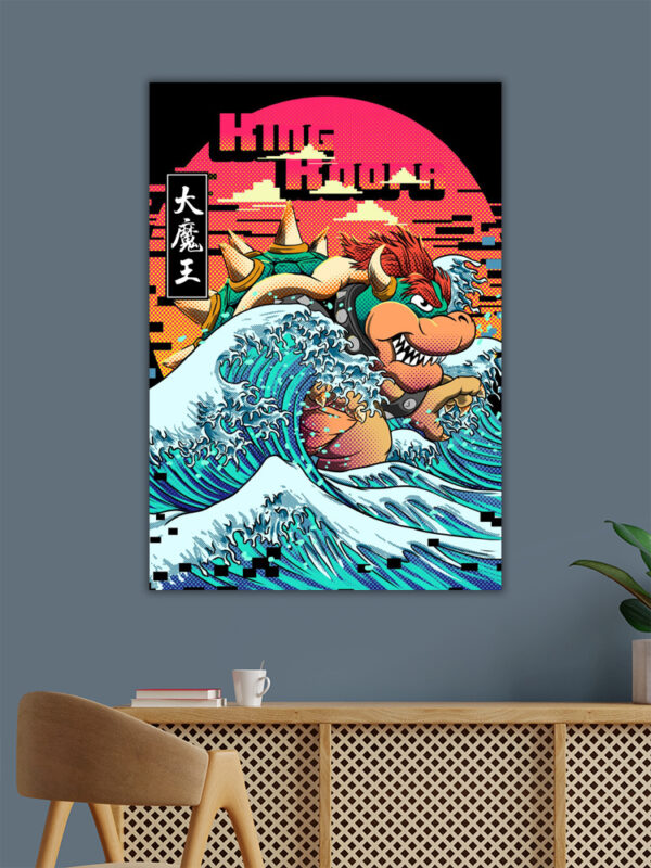 King Koopa riding The Great Wave off Kanagawa Poster