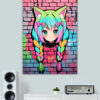 Neon Nekomimi Graffiti Art Poster