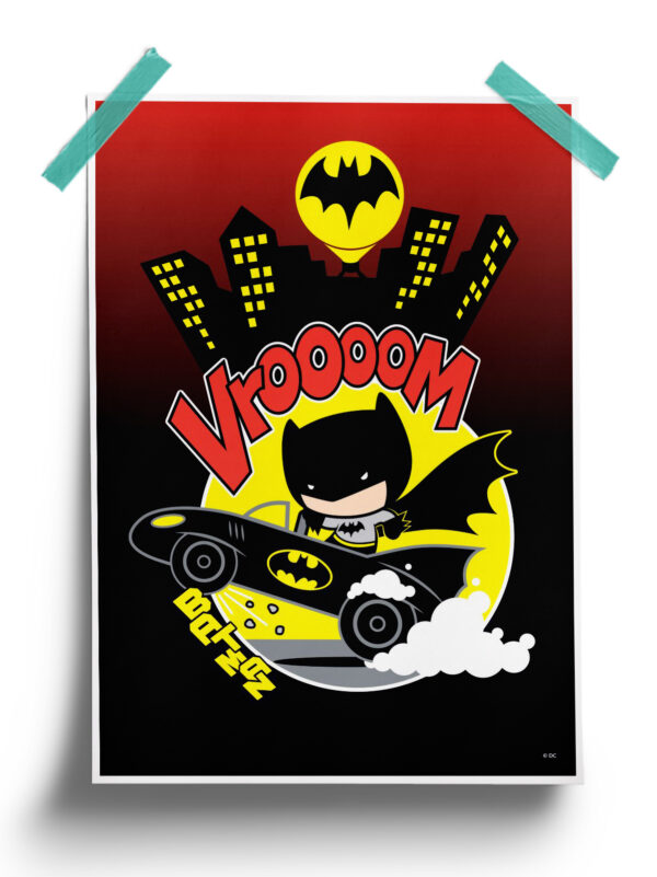 DC Comics Chibi Batman Night Driving Poster