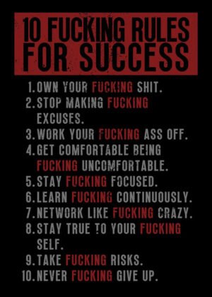 10 Fucking Rules for Success motivational Quote Poster