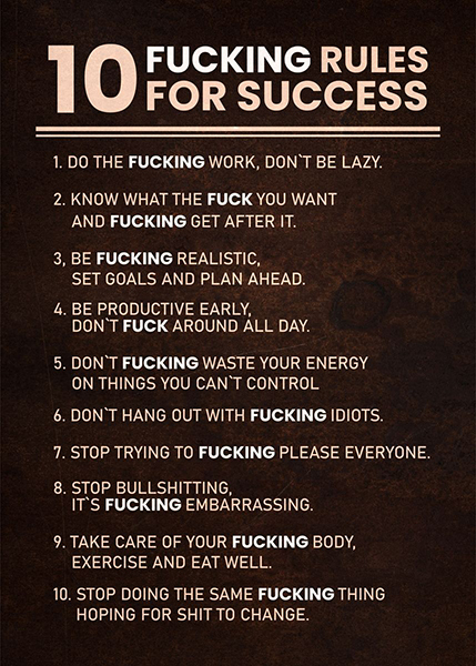 10 Fucking Rules for success Poster