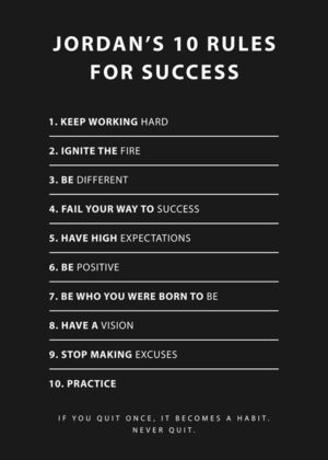 10 Rules for Success Jordan motivational Quote Poster