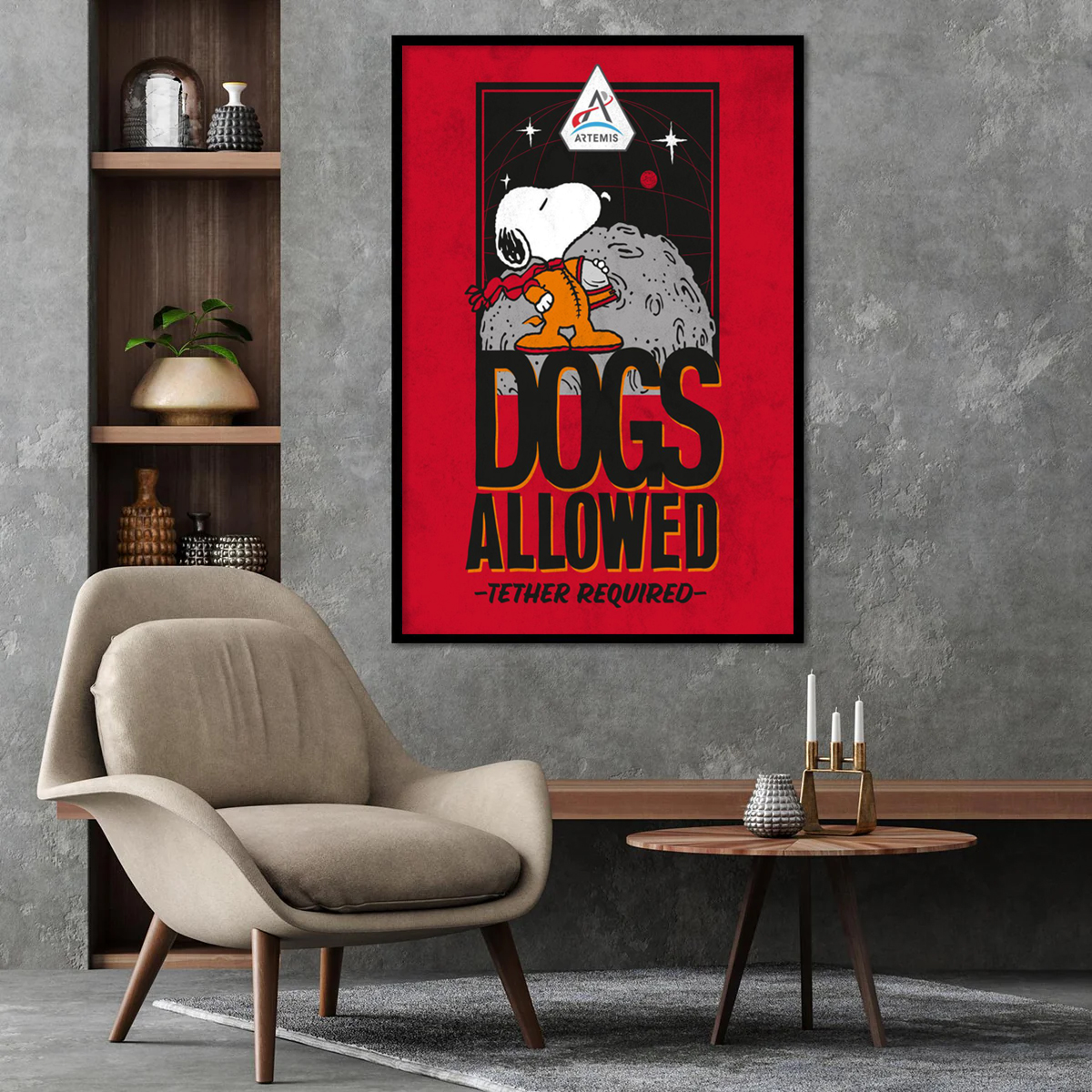 Dogs Allowed in space Peanuts Poster