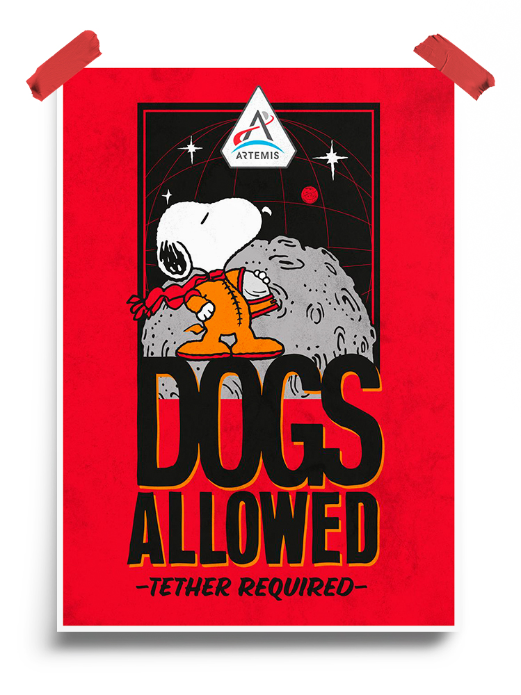 Dogs Allowed in space Peanuts Poster