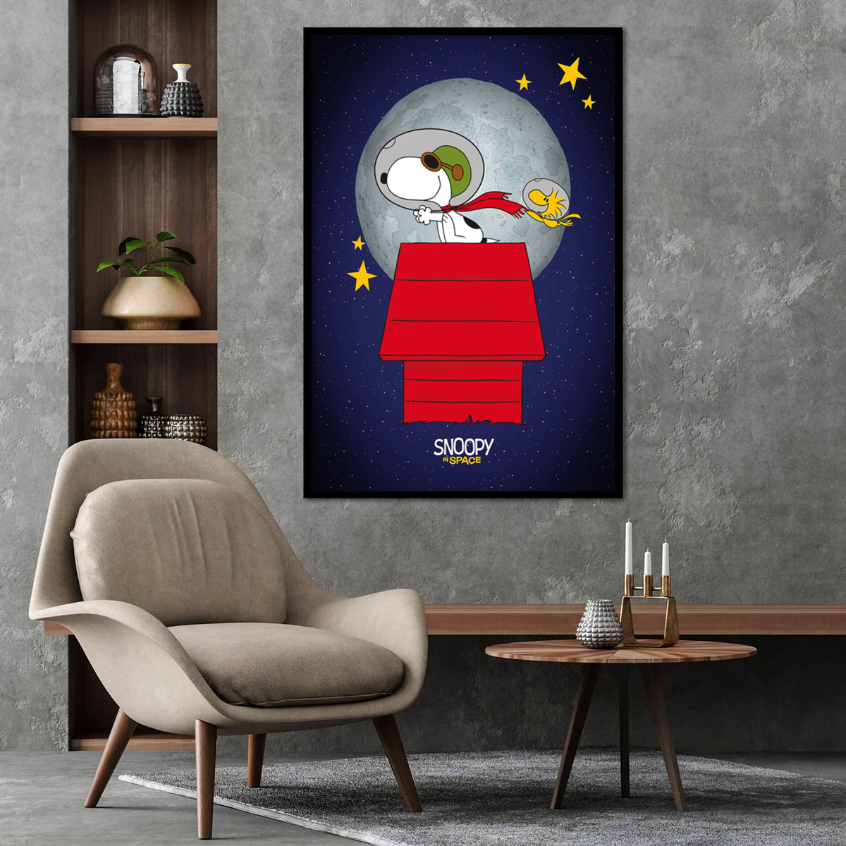 Snoopy and Woodstock Space Peanuts Poster