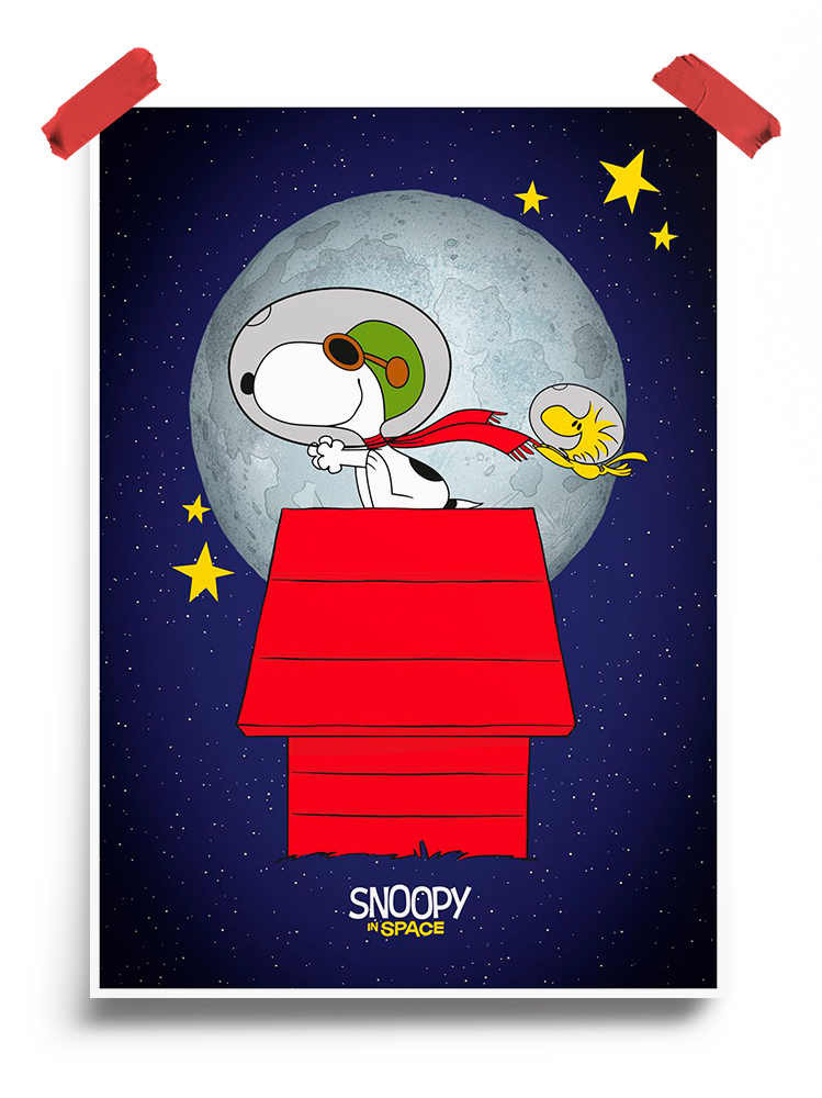Snoopy and Woodstock Space Peanuts Poster