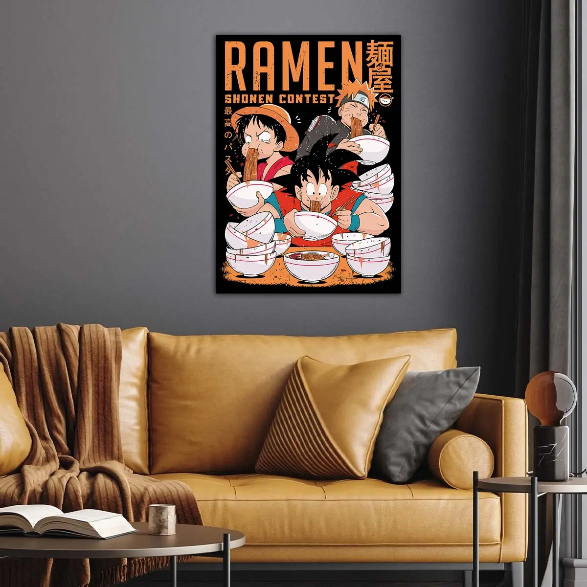 Ramen Shonen Contest | Luffy Naruto and Goku anime Poster