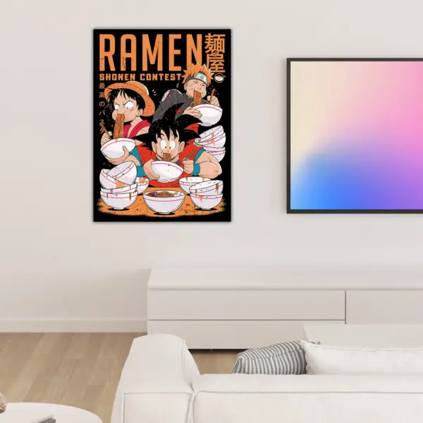 Ramen Shonen Contest | Luffy Naruto and Goku anime Poster