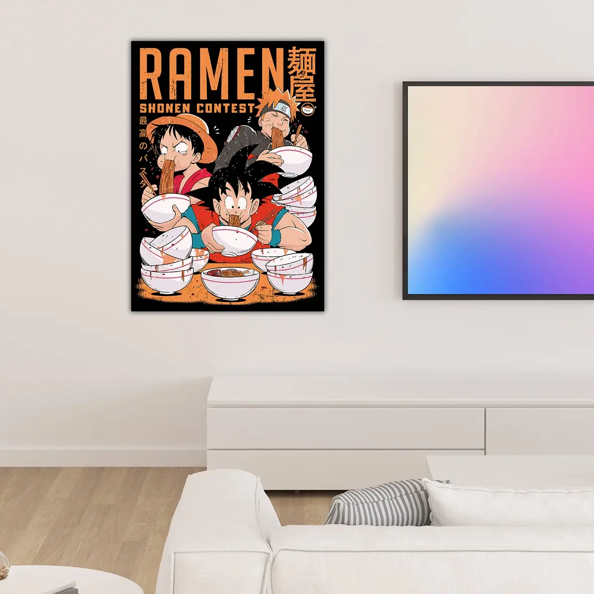 Ramen Shonen Contest | Luffy Naruto and Goku anime Poster