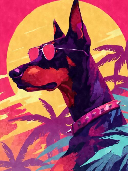 80s Retro Doberman Poster