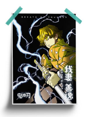 Thunderclap Zenitsu Agatsuma Kimetsu no Yaiba Poster