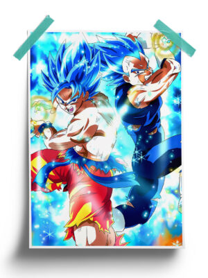 Dragon Ball | Blue Goku and Vegeta anime Poster