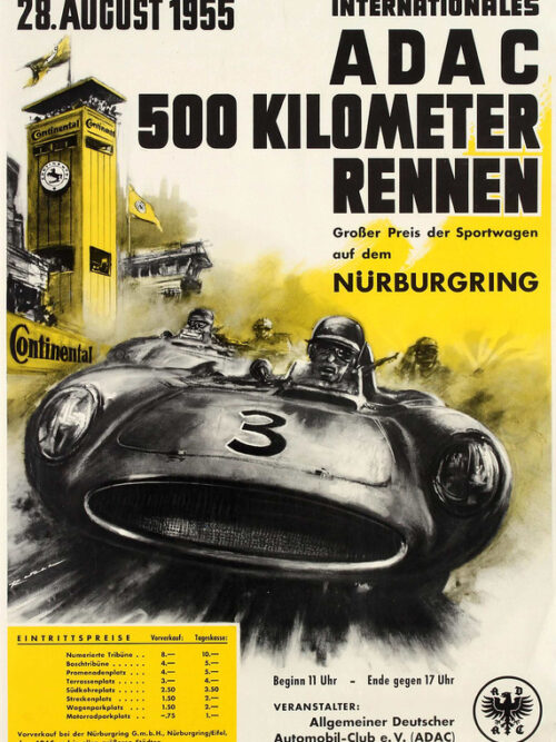 ADAC 500 Kilometer Rennen 28 August 1955 Nurburgring Poster